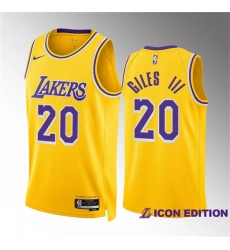 Men's Los Angeles Lakers #20 Harry Giles Iii Yellow Icon Edition Stitched Basketball Jersey