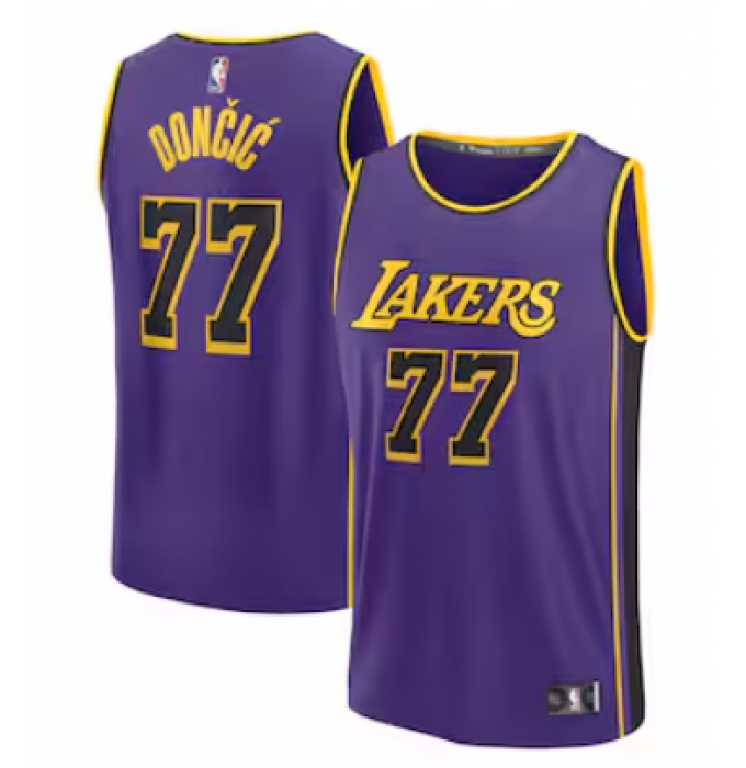 Men's Los Angeles Lakers #77 Luka Dončić Fanatics Purple Fast Break Player Jersey