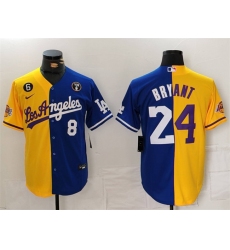 Men's Los Angeles Lakers & Dodgers Front #8 Back #24 Kobe Bryant Gold Blue Split With Stitched Jersey