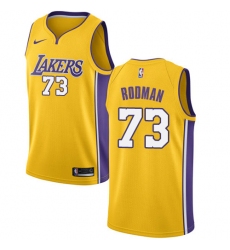 Men's Nike Los Angeles Lakers #73 Dennis Rodman Swingman Gold Home NBA Jersey - Icon Edition