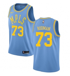 Women's Nike Los Angeles Lakers #73 Dennis Rodman Authentic Blue Hardwood Classics NBA Jersey