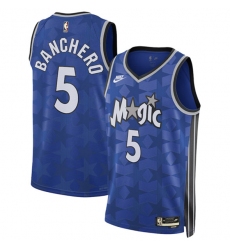 Men's Orlando Magic #5 Paolo Banchero Blue 2023-24 Classic Edition Stitched Basketball Jersey