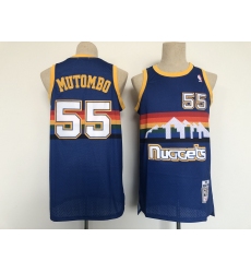 Men's Denver Nuggets #55 Dikembe Mutombo Swingman Blue Basketball Jersey