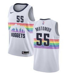 Women's Nike Denver Nuggets #55 Dikembe Mutombo Swingman White NBA Jersey - City Edition