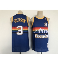 Men's Denver Nuggets #3 Allen Iverson Swingman Blue Basketball Jersey