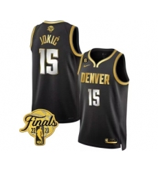 Men's Denver Nuggets #15 Nikola Jokic Black 2023 Finals Collection With NO.6 Stitched Basketball Jersey