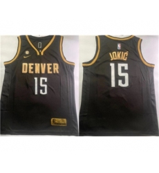 Men's Denver Nuggets #15 Nikola Jokic Black With NO.6 Stitched Jersey