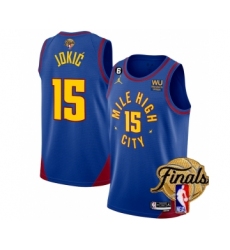 Men's Denver Nuggets #15 Nikola Jokic Blue 2023 Finals Statement Edition With NO.6 Stitched Basketball Jersey