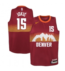 Youth Denver Nuggets #15 Nikola Jokic Nike Red 2020-21 Swingman Jersey