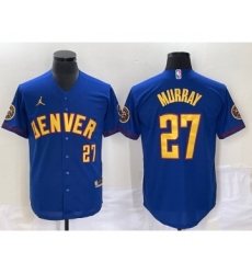 Men's Denver Nuggets #27 Jamal Murray Blue Cool Base Stitched Baseball Jersey