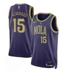 Men's New Orleans Pelicans #15 Jose Alvarado Purple 2024-25 City Ediiton Stitched Basketball Jersey