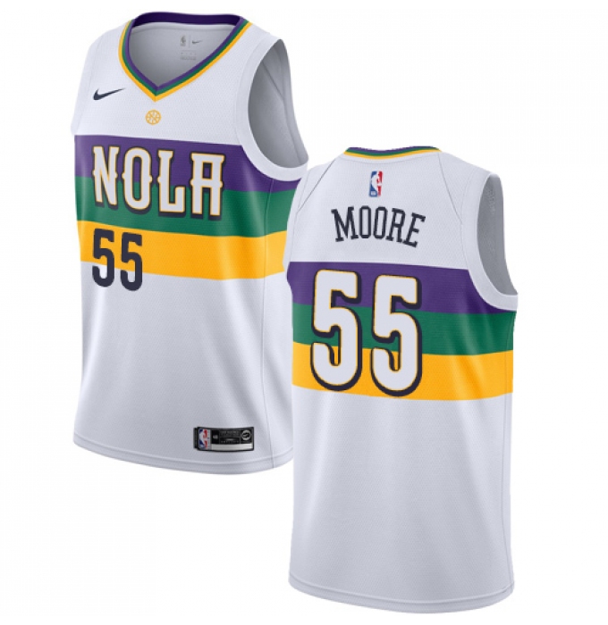 Youth Nike New Orleans Pelicans #55 E'Twaun Moore Swingman White NBA Jersey - City Edition