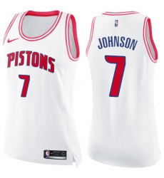 Women's Nike Detroit Pistons #7 Stanley Johnson Swingman White/Pink Fashion NBA Jersey