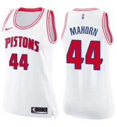 Women's Nike Detroit Pistons #44 Rick Mahorn Swingman White/Pink Fashion NBA Jersey