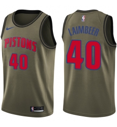 Men's Nike Detroit Pistons #40 Bill Laimbeer Swingman Green Salute to Service NBA Jersey