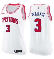 Women's Nike Detroit Pistons #3 Ben Wallace Swingman White/Pink Fashion NBA Jersey