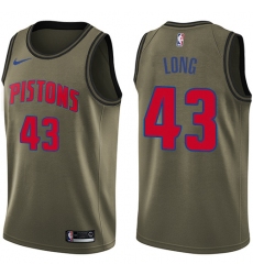 Men's Nike Detroit Pistons #43 Grant Long Swingman Green Salute to Service NBA Jersey