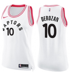 Women's Nike Toronto Raptors #10 DeMar DeRozan Swingman White/Pink Fashion NBA Jersey