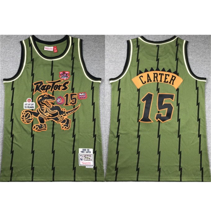 Men's Toronto Raptors #15 Vince Carter Green 1998-99 Throwback Stitched Jersey