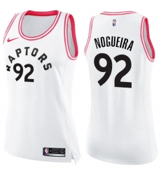 Women's Nike Toronto Raptors #92 Lucas Nogueira Swingman White/Pink Fashion NBA Jersey