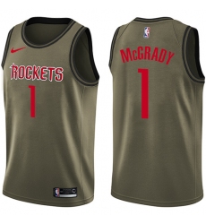 Men's Nike Houston Rockets #1 Tracy McGrady Swingman Green Salute to Service NBA Jersey