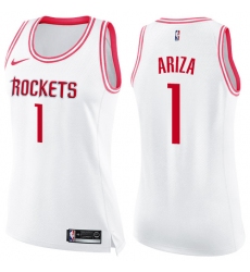 Women's Nike Houston Rockets #1 Trevor Ariza Swingman White/Pink Fashion NBA Jersey