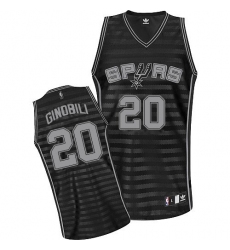 Men's Adidas San Antonio Spurs #20 Manu Ginobili Authentic Black/Grey Groove NBA Jersey
