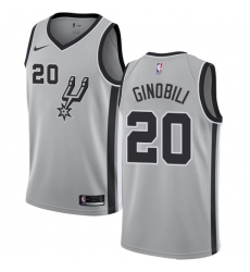 Men's Nike San Antonio Spurs #20 Manu Ginobili Authentic Silver Alternate NBA Jersey Statement Edition