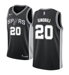 Men's Nike San Antonio Spurs #20 Manu Ginobili Swingman Black Road NBA Jersey - Icon Edition