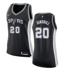 Women's Nike San Antonio Spurs #20 Manu Ginobili Authentic Black Road NBA Jersey - Icon Edition