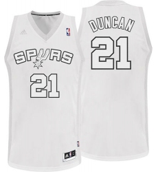 Men's Adidas San Antonio Spurs #21 Tim Duncan Swingman White Winter On-Court NBA Jersey