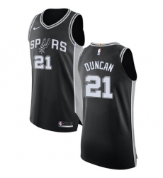 Men's Nike San Antonio Spurs #21 Tim Duncan Authentic Black Road NBA Jersey - Icon Edition