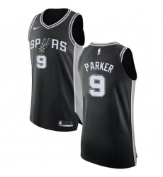 Men's Nike San Antonio Spurs #9 Tony Parker Authentic Black Road NBA Jersey - Icon Edition