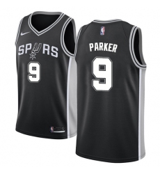 Men's Nike San Antonio Spurs #9 Tony Parker Swingman Black Road NBA Jersey - Icon Edition