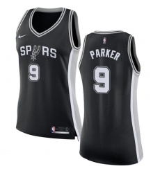 Women's Nike San Antonio Spurs #9 Tony Parker Swingman Black Road NBA Jersey - Icon Edition