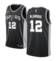 Men's Nike San Antonio Spurs #12 LaMarcus Aldridge Swingman Black Road NBA Jersey - Icon Edition