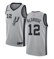 Men's Nike San Antonio Spurs #12 LaMarcus Aldridge Swingman Silver Alternate NBA Jersey Statement Edition