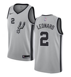 Men's Nike San Antonio Spurs #2 Kawhi Leonard Authentic Silver Alternate NBA Jersey Statement Edition