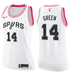 Women's Nike San Antonio Spurs #14 Danny Green Swingman White/Pink Fashion NBA Jersey