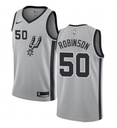 Men's Nike San Antonio Spurs #50 David Robinson Authentic Silver Alternate NBA Jersey Statement Edition