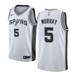 Men's Nike San Antonio Spurs #5 Dejounte Murray Swingman White Home NBA Jersey - Association Edition