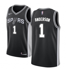 Men's Nike San Antonio Spurs #1 Kyle Anderson Swingman Black Road NBA Jersey - Icon Edition