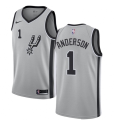 Men's Nike San Antonio Spurs #1 Kyle Anderson Swingman Silver Alternate NBA Jersey Statement Edition