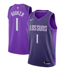 Men's Nike Phoenix Suns #1 Devin Booker Swingman Purple NBA Jersey - City Edition