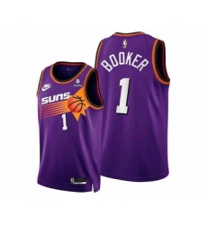 Men's Phoenix Suns #1 Devin Booker Purple Stitched Jersey