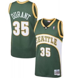 Men's Seattle Supersonic #35 Kevin Durant Green Hardwood Classics Revolution Jerseys