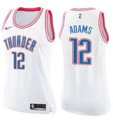 Women's Nike Oklahoma City Thunder #12 Steven Adams Swingman White/Pink Fashion NBA Jersey