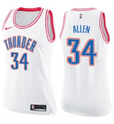 Women's Nike Oklahoma City Thunder #34 Ray Allen Swingman White/Pink Fashion NBA Jersey