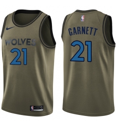 Youth Nike Minnesota Timberwolves #21 Kevin Garnett Swingman Green Salute to Service NBA Jersey