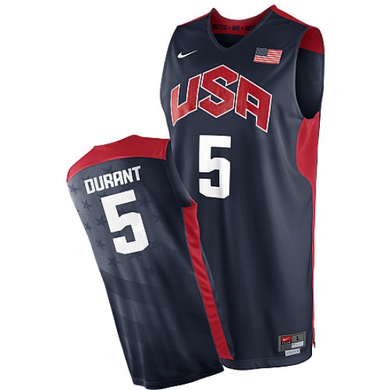 Men's Nike Team USA #5 Kevin Durant Authentic Navy Blue ...